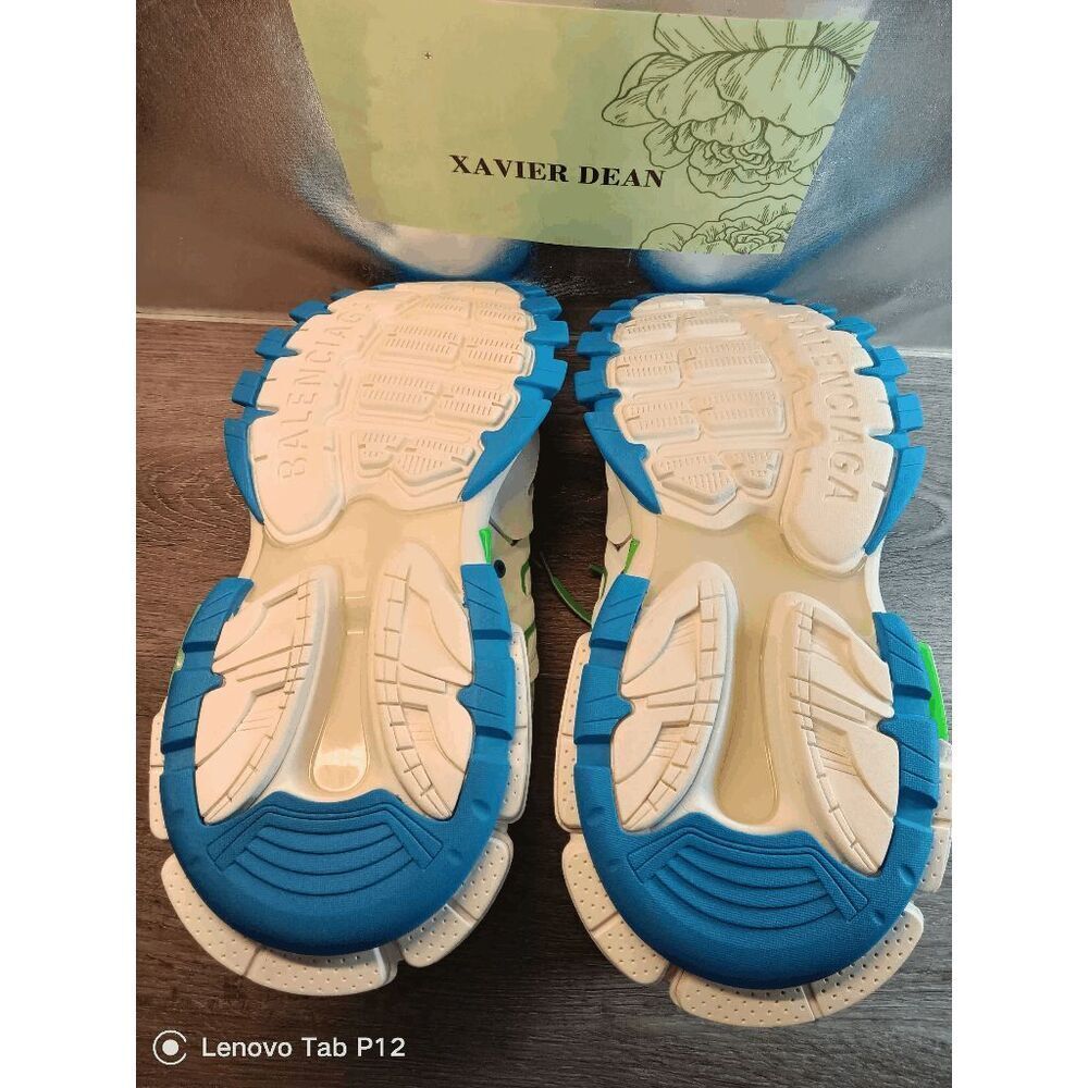 Balenciaga Women's Track Low Top Sneakers - White/Green/Blue 10 - Picture 6 of 11